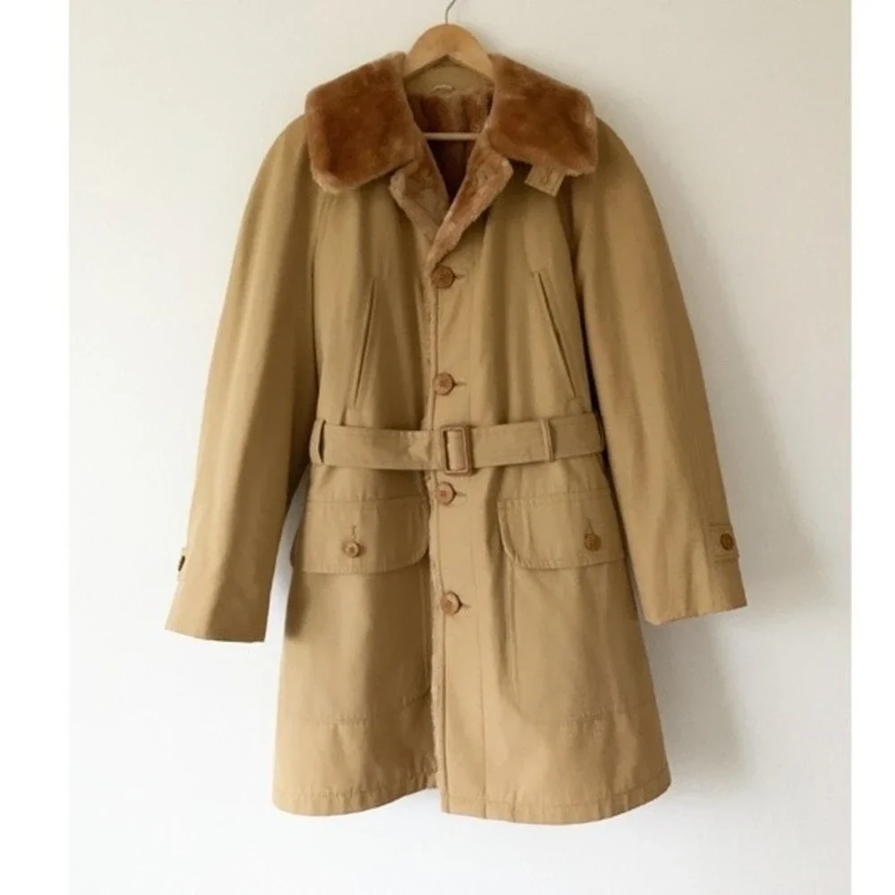 Richman Brothers Fur Lined Trench Coat - Picture 1 of 7